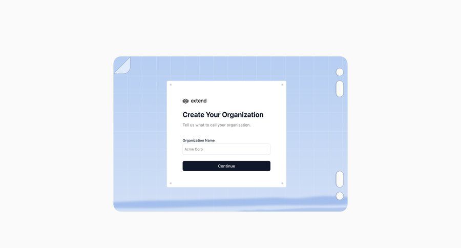 Extend
			create onboarding account setup account setup workspace creation ui page example
