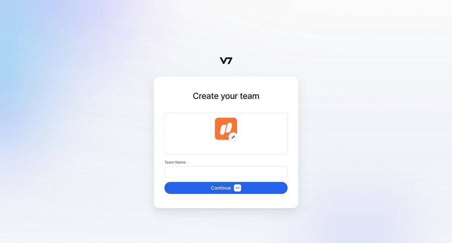 V7
			 onboarding form account setup team creation auth signup create new account register ui page example