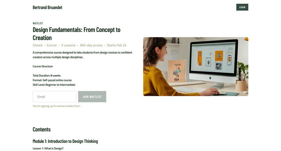 Podia
			waitlist education program login design ui page example