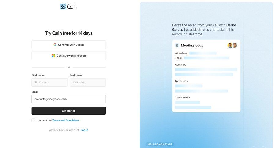 Quin screen example