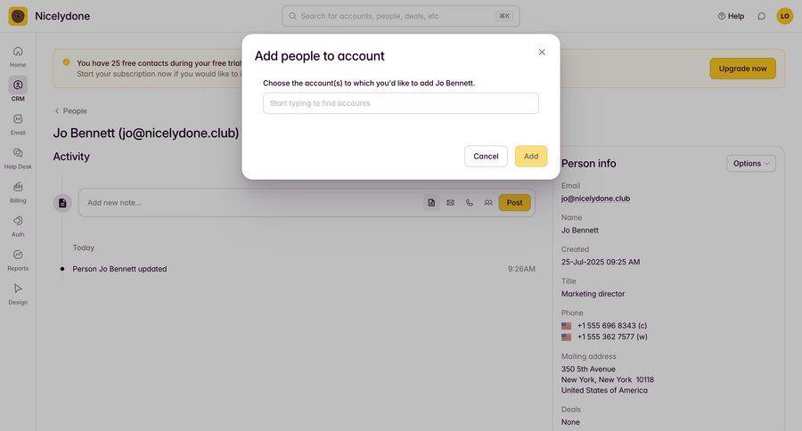 Outseta
			 account management form autocomplete ui page example