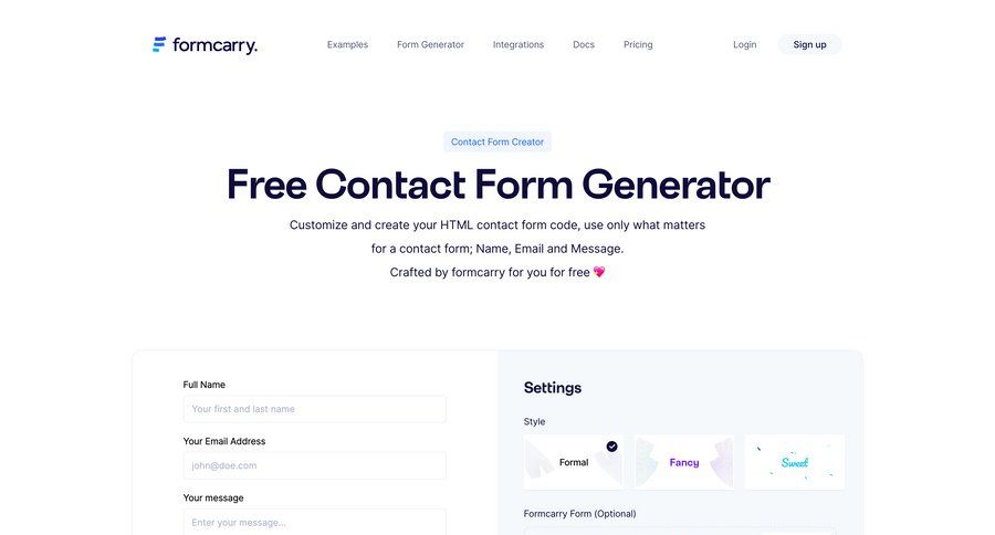 Formcarry
			 quick actions bot builder search suggestions news feed ui page example