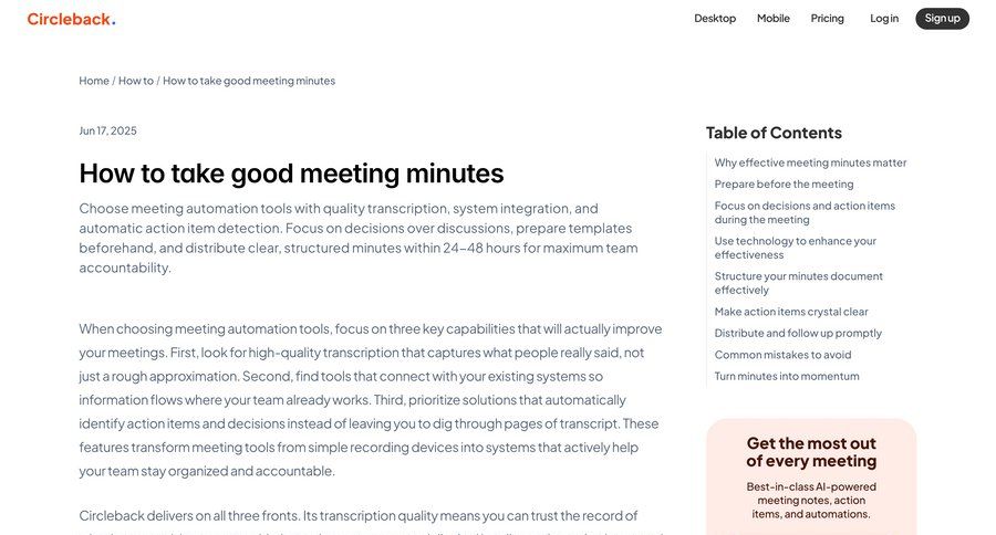 Circleback
				article ui page example