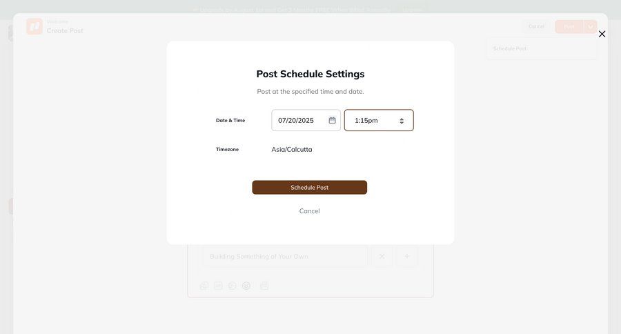 Mighty
			 settings form schedule date picker ui page example