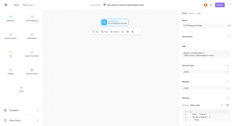 Tines
			 configuration sidebar navigation form automation editor workflow automation three-column grid wysiwyg call to action sidebar menu modern option menu code snippet ui page example