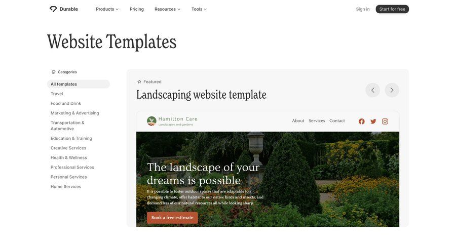 Durable
				templates ui page example