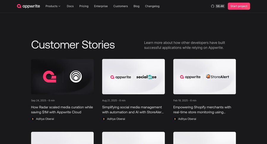 Appwrite
			list article company blog case studies customer stories ui page example