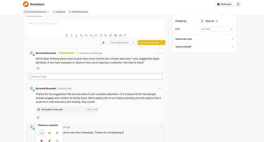 FeatureOS
			 collaboration file upload feedback collection wysiwyg editor menu upload file ui page example