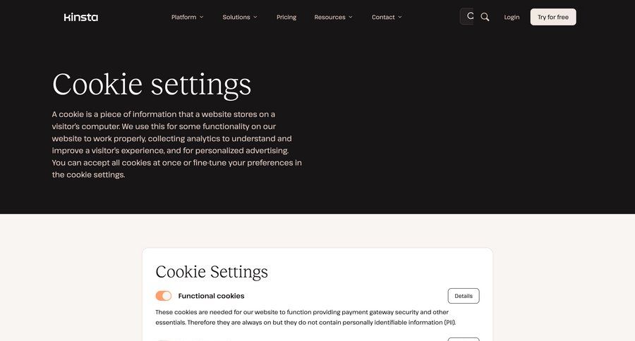 Kinsta
				settings ui page example