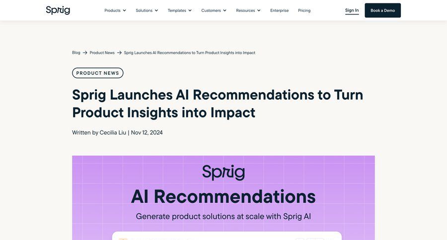 Sprig
			 coming soon free account insight announcement blog templates enterprise newsletter signup suggestion news feed ui page example