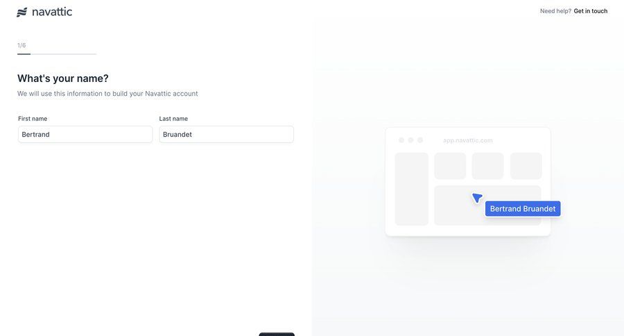Navattic
			 account setup ui page example