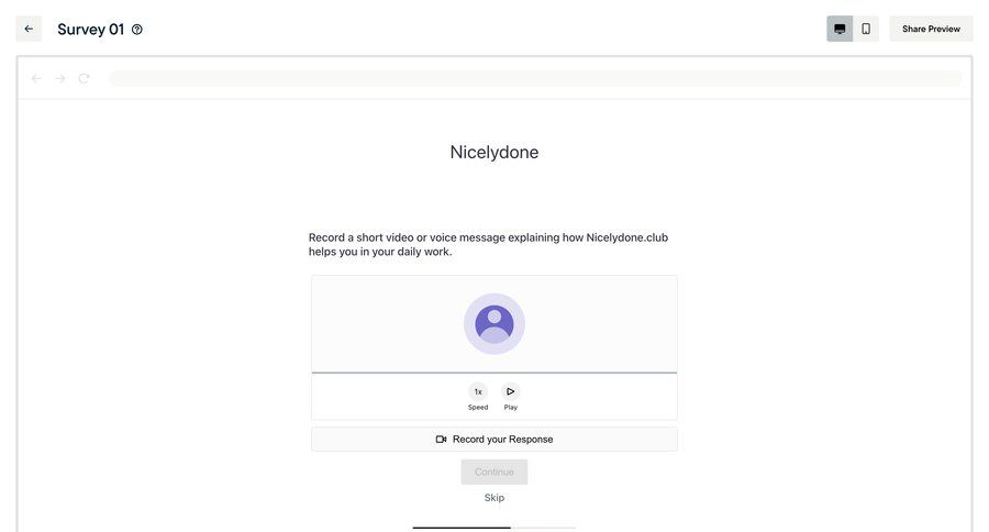 Sprig
			 form user research feedback collection user feedback voice ui page example