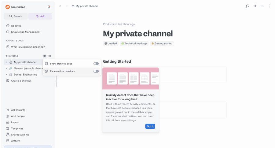 Slite
			settings list detail page plans & pricing (in app) collaboration sidebar navigation document management sidebar ui page example