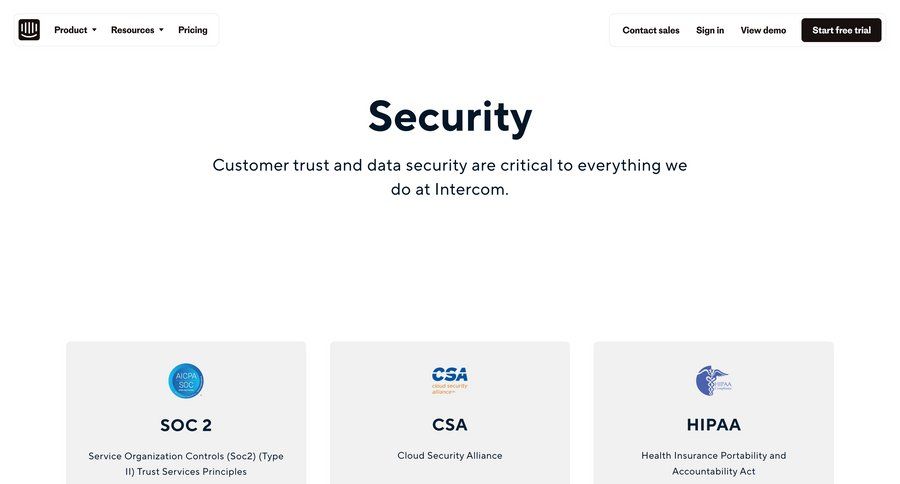 Intercom
			 email verification audit log security check out ui page example