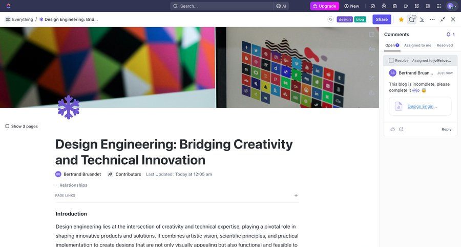 ClickUp
			 collaboration team collaboration content sharing attachment alert message system notification push notification notification center menu blog post modern toast notification ui page example