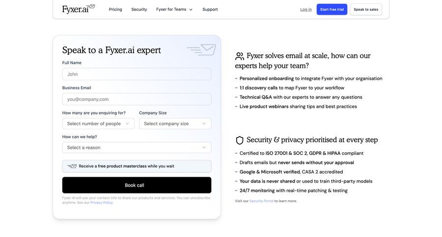 Fyxer
			 security compliance ui page example
