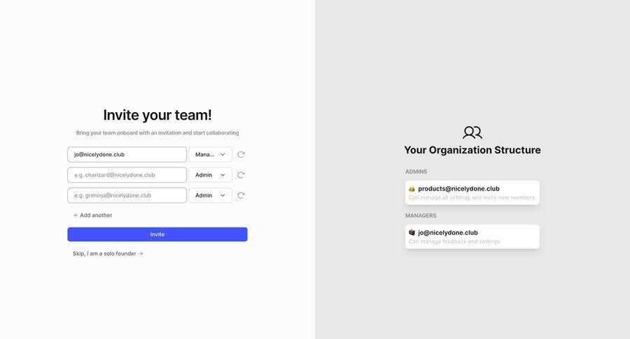 FeatureOS
			 team collaboration user management grid onboarding form email ui page example