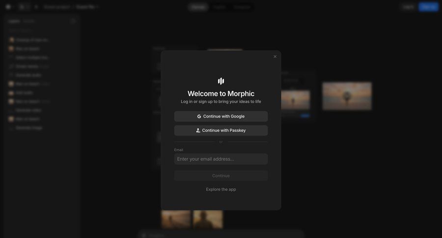 Morphic
			 account management onboarding form user authentication authentication log in modern ui page example