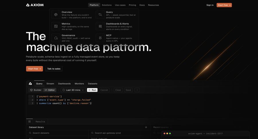 Axiom
			 data analytics ui page example