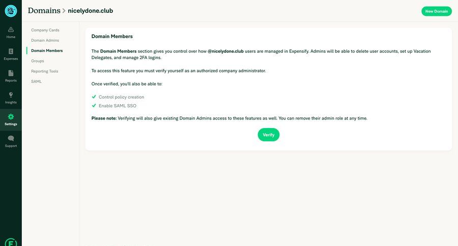 Expensify
			 settings sidebar navigation user management account setup authentication user access control note creation sidebar security cards ui ui page example