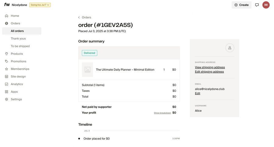 Fourthwall
			 timeline view ui page example
