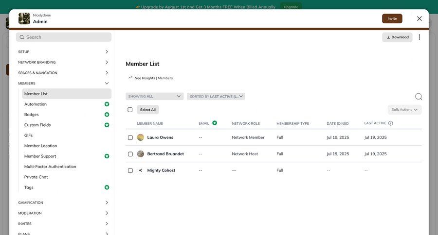 Mighty
			settings list team table team settings sidebar navigation user management account management data display download table ui page example