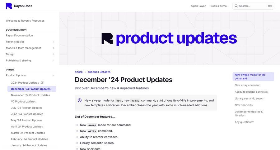 Rayon
			 product update announcement changelog update filter ui search results ui dark ui check out data grid comment mode command k ui page example