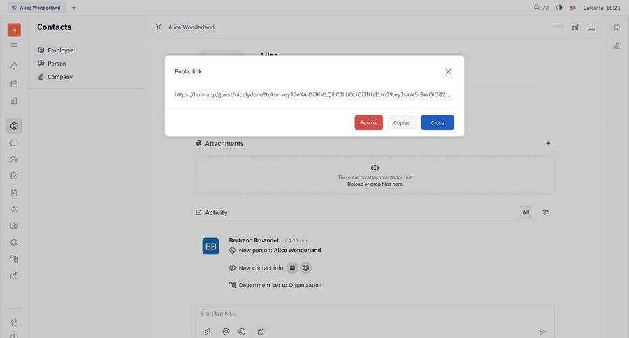 Huly
			 collaboration attachment sharing ui page example