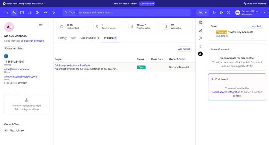 Capsule
			 task management project management sidebar lists table ui page example