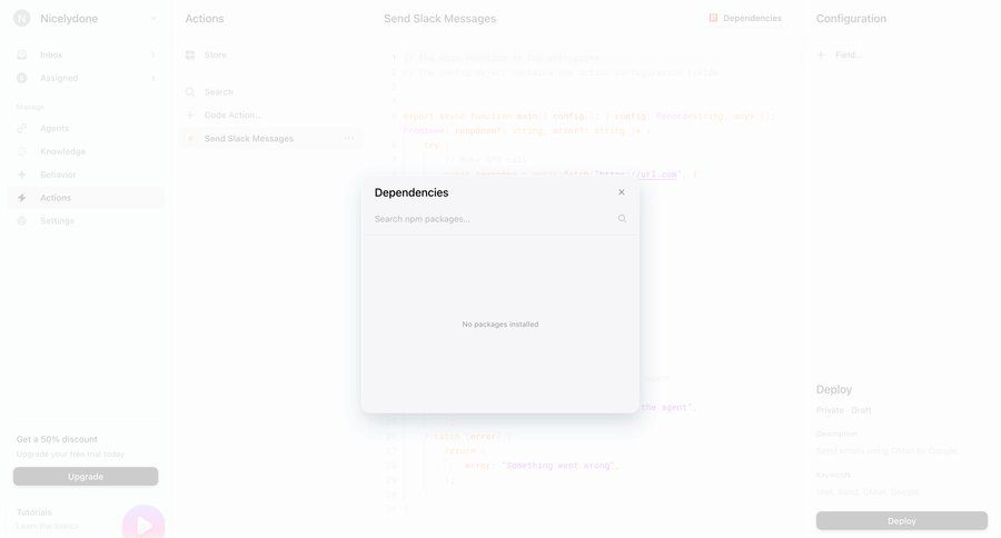 Lemni
			 configuration sidebar navigation upgrade modal deploy sidebar information page detail view info view search bar configuration screen ui page example