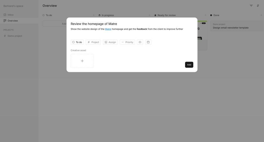 Workflow
			 task management project management design file upload ui page example