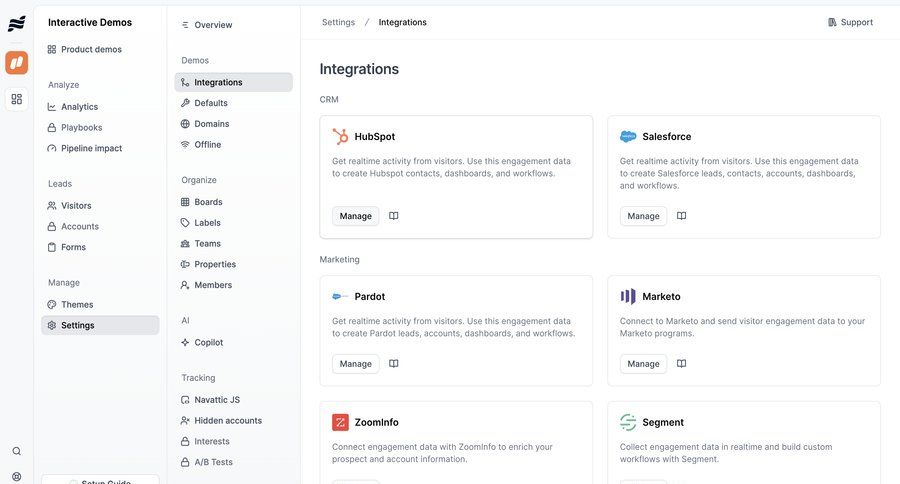 Navattic
			 crm integration ui page example