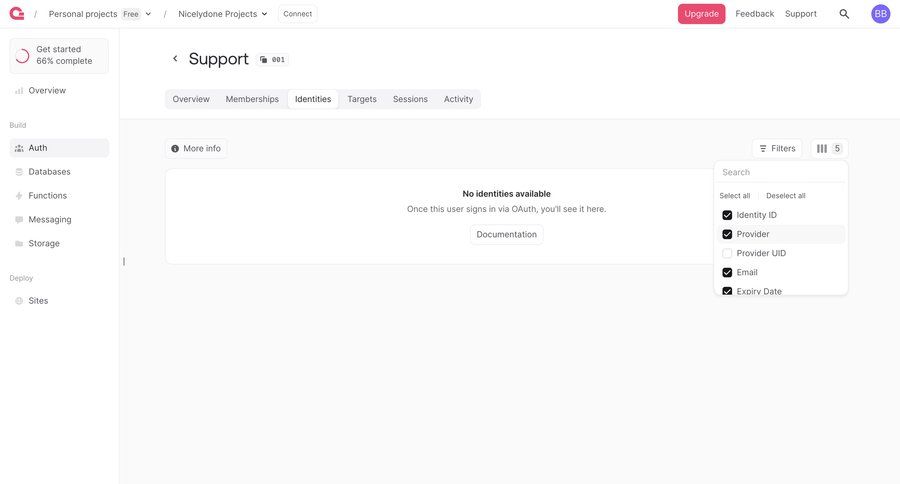 Appwrite
			settings empty state list filters account settings user profile ui page example