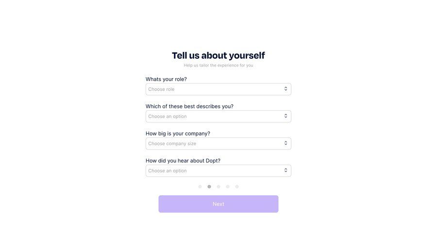 Dopt
				onboarding page example