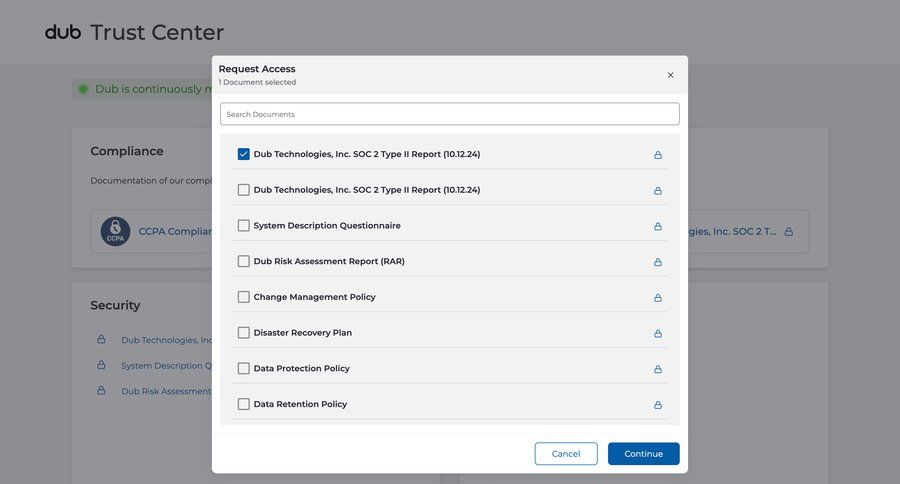 Dub
			 document list ui page example