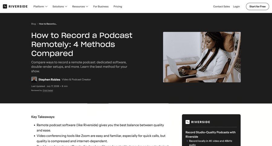 Riverside
			 blog post ui page example