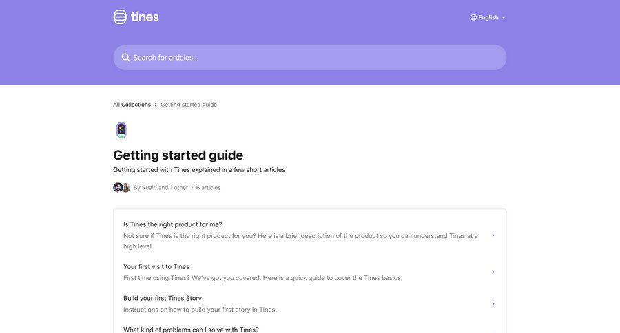 Tines
			 getting started guide quick actions ui page example