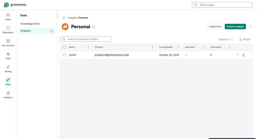 Grammarly
			 template library knowledge base ui page example