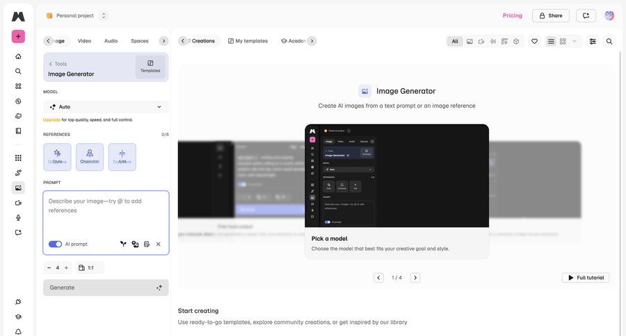 Magnific
			 ai model selection ui page example