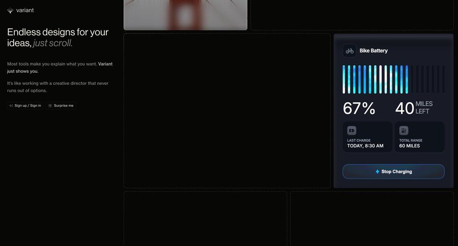 Variant
				landing page ui page example