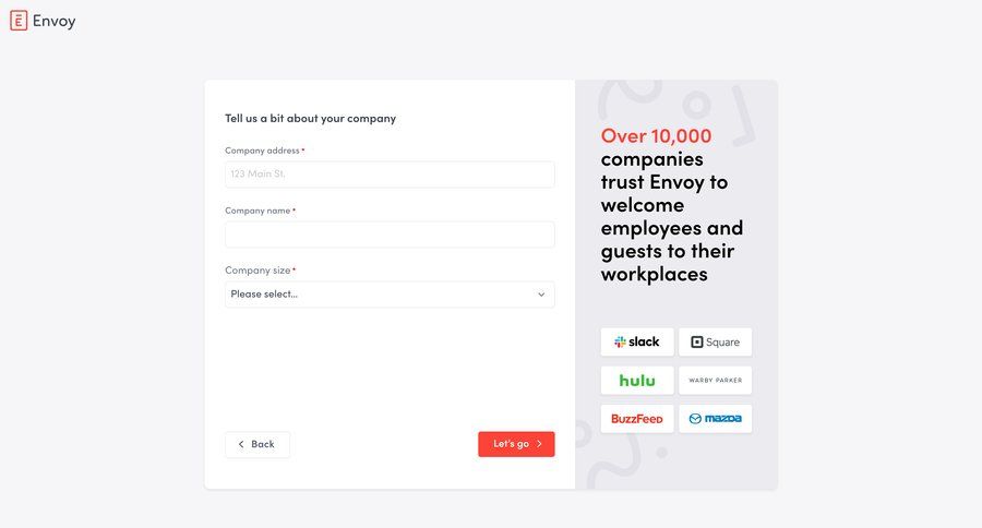Envoy
				signup page example