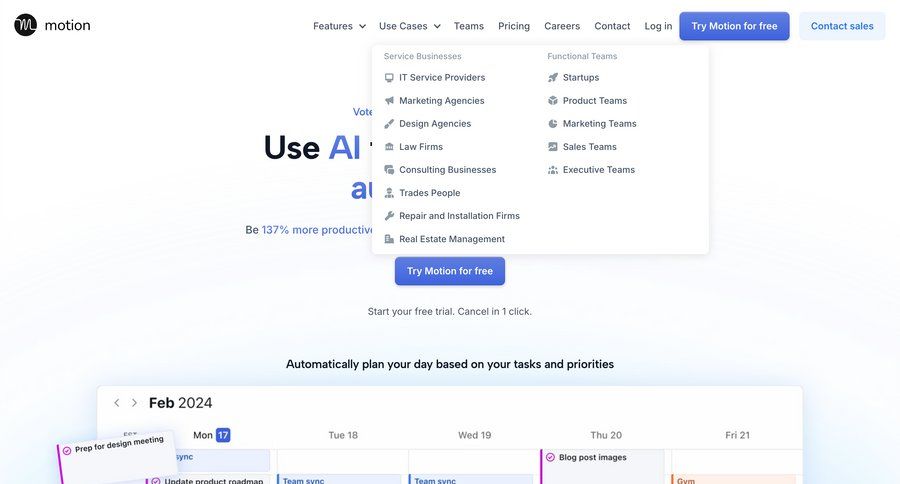 Motion
			 call intelligence call to action homepage ui page example