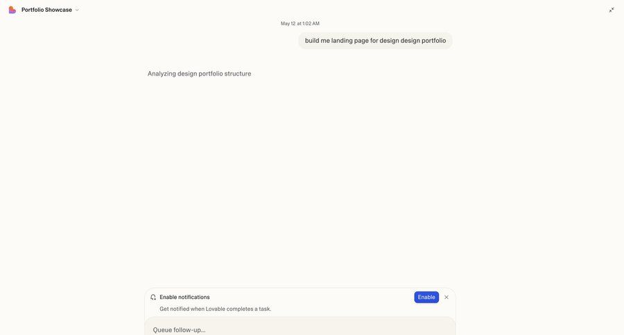 Lovable
			 conversational interface ui page example