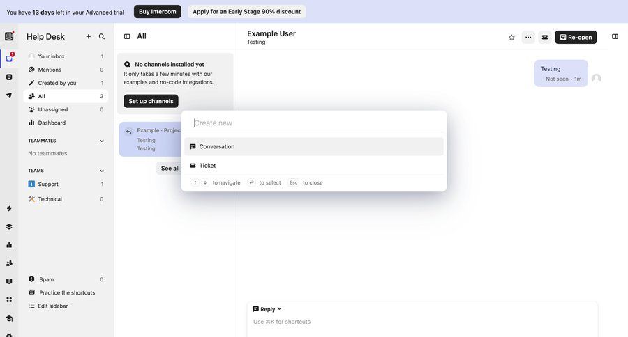 Intercom
			 modal screen team collaboration sidebar navigation channel management inbox sidebar chat menu modern crm dashboard customer support chat ui page example