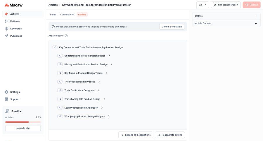 Macaw
			content editor tools content management sidebar navigation hierarchical content editor three-column grid content hierarchy wysiwyg loading progress bar accordion version control ui page example