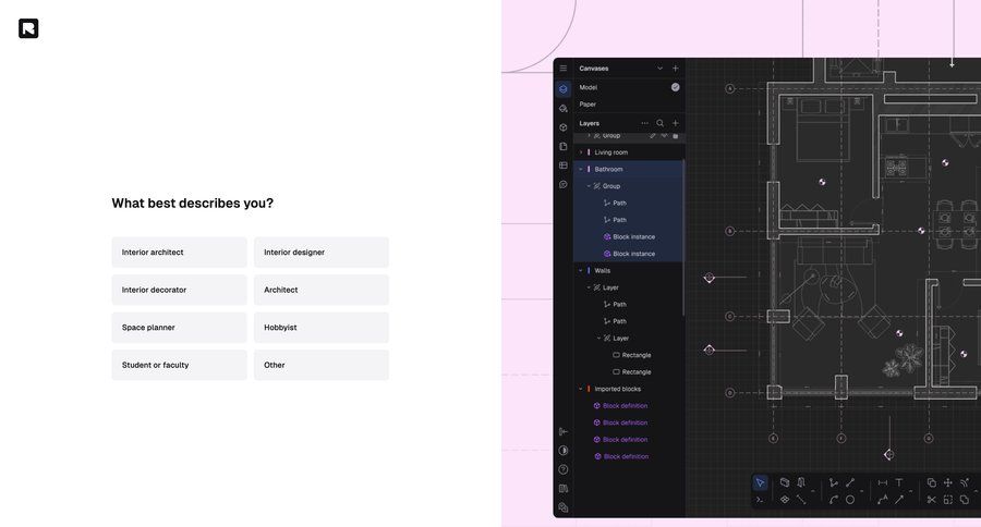 Rayon
			 grid onboarding account setup design full-screen layout user profile setup on boarding menu ui page example