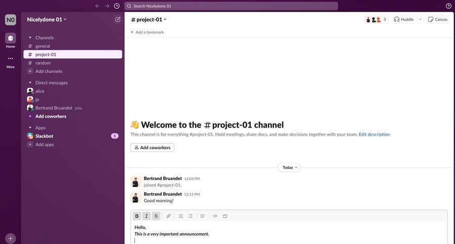Slack
			 collaboration team collaboration sidebar navigation project management project collaboration conversational ui sidebar message communication messages menu modern ui page example