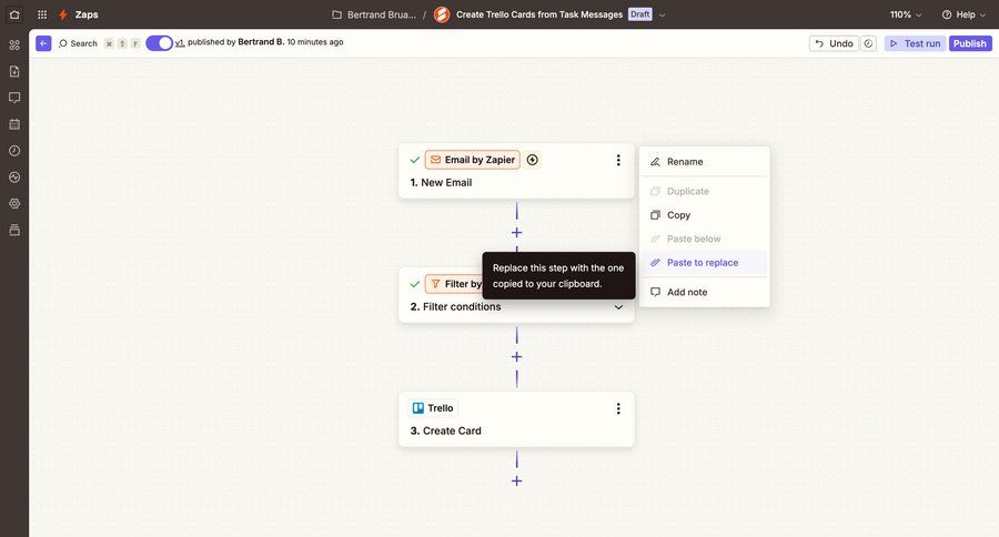 Zapier
			 grid workflow automation editor workflow builder workflow creation task completion workflow screen workflow steps workflow editor menu duplicate ui page example
