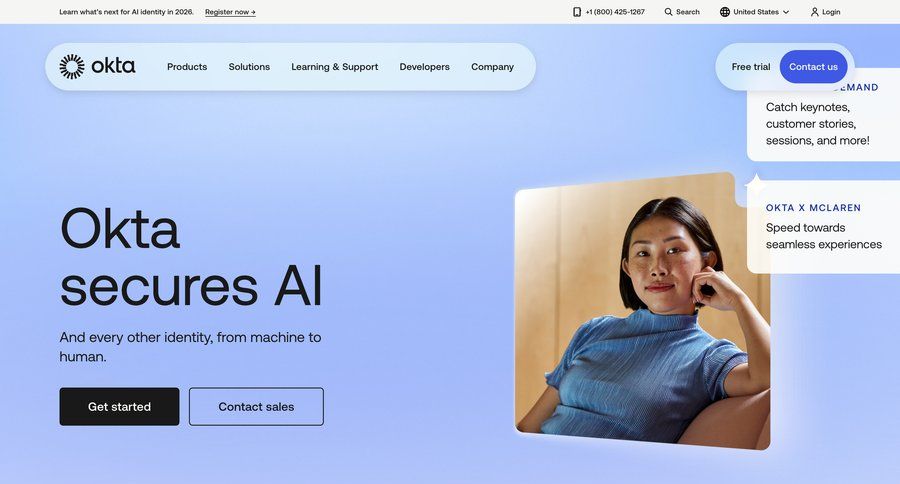 Okta
				landing page ui page example