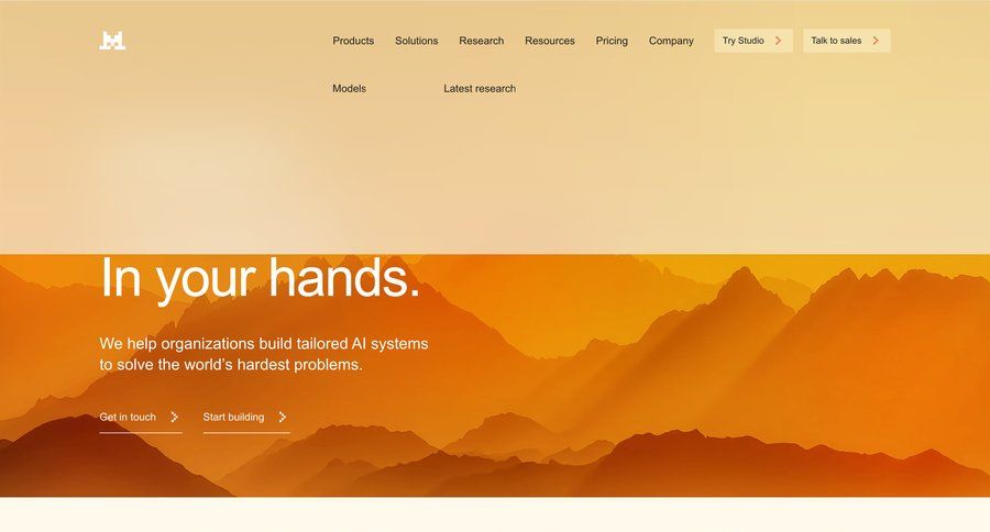 Mistral
			 artificial intelligence b2b saas ui page example